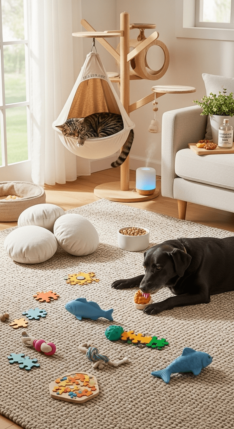Apaisement & jeux interactifs : phéromones, fleurs de Bach, puzzles & hamacs pour des animaux vraiment zen - My Animal Lovers