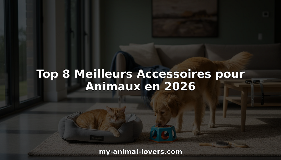 Un chat et un chien profitent d’un salon tendance, entourés de leurs accessoires dernier cri.