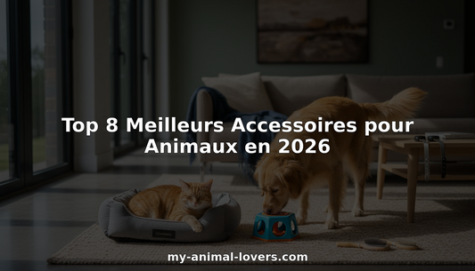 Un chat et un chien profitent d’un salon tendance, entourés de leurs accessoires dernier cri.
