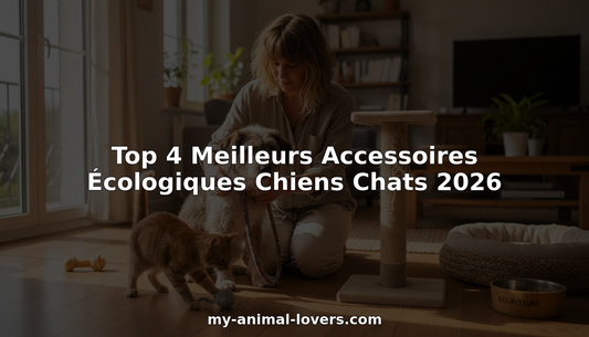 Une femme privilégie des accessoires écologiques pour ses animaux de compagnie, son chien et son chat.