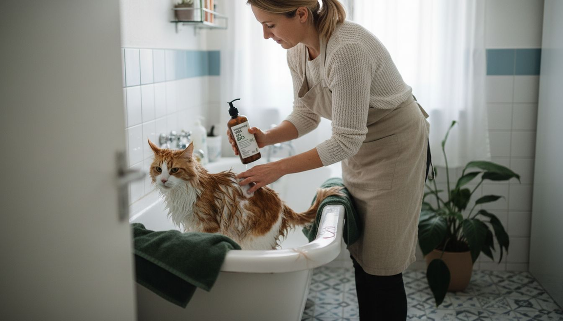 Shampoing bio spécialement conçu pour le toilettage des chats
