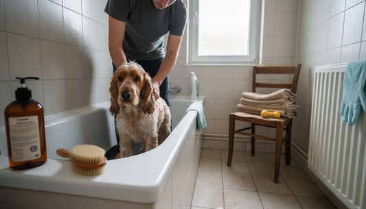 Donner un bain naturel à son chien dans la salle de bain